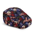 thumbnail image 1 of Chririnla 4th of July Flat Cap Featuring American Flag Floral, Soft Retro Polyester Forward Cap for Driving Outdoor, 1 of 4