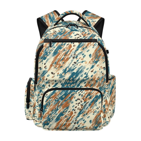 Chririnla Abstract Brushstroke & Speckle Pattern Lightweight School Bag for Middle School Daily Use, Side Pockets Padded Shoulder 600D Polyester School Backpack