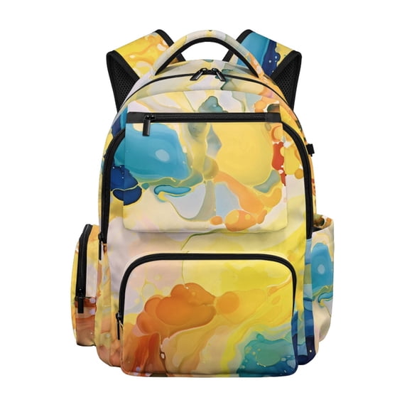 Chririnla Abstract Fluid Art Print Lightweight School Backpack for Kindergarten Daily Commute, Waterproof Multi Pocket 600D Polyester School Bags