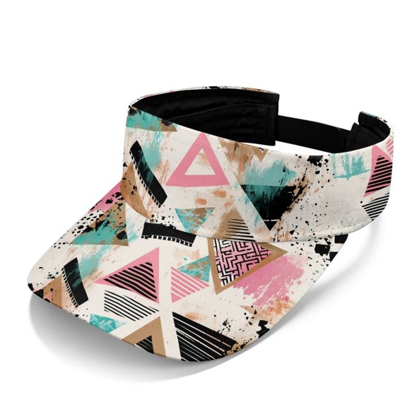 Chririnla Abstract Geometric Triangle Pattern Empty Top Sports Visor Hat for Walking Travel, UV Protection Open Top Sun Visor Cap