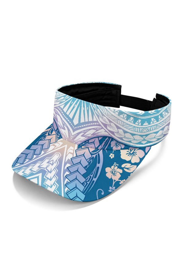 Adjustable Strap Polyester Fabric Open Top Cap for Golf Pool, UV Protection Lightweight Adjustable Back Strap Empty Top Visor, Geometric Pattern
