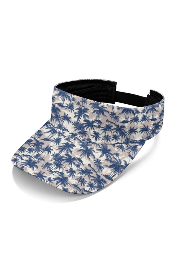 Adjustable Sun Visor for Beach Golf, Polyester Fabric Lightweight Visor Hat, Tropical Palm Scene