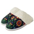 thumbnail image 1 of Chririnla Aesthetic Plant Flower Fuzzy Slippers Women Closed Toe Non-Slip House Shoes with Fur Edges Warm Plush Bedroom Shoes for Winter Home, 1 of 7
