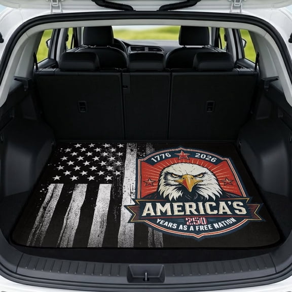 Chririnla American Eagle Flag 250Years Car Trunk Mat,All Weather Trunk Protection Cargo Liner Anti Slip Cargo Mat Rear Trunk Liner for 4th of July