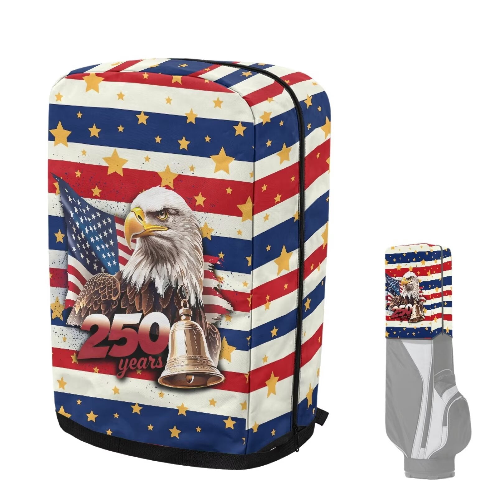 Chririnla American Eagle Golf Bag Travel Cover Waterproof Hood with Snap Button 250th Anniversary Dust Cover for Clubs Universal Fit for Stand Bags, Cart Bags & Tour Bags