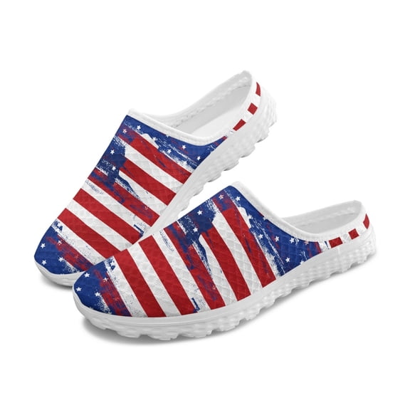 Chririnla American Flag Breathable Mesh Slip On Clogs | Lightweight Comfortable Summer Shoes for Unisex