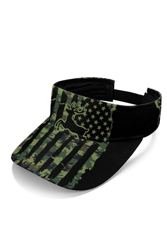 American Flag Pattern Design Empty Top Golf Visor Hat for Hiking Vacation, UV Protected UV Resistant Athletic Sun Visor