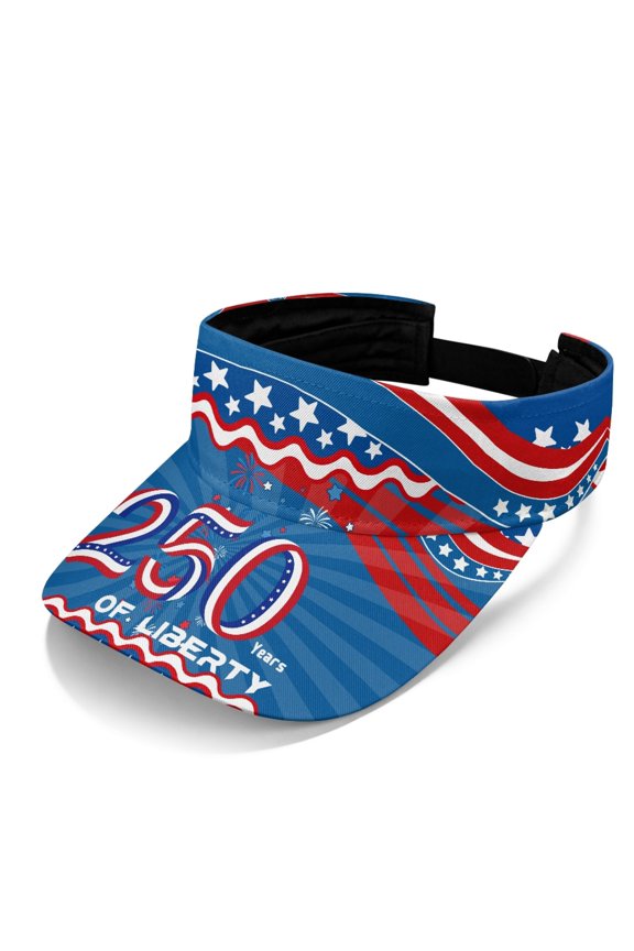 American Flag Pattern Lightweight Outdoor Visor, Polyester Fabric Empty Top Design Sun Visor Hat Adjustable Sun Visor Cap for Women