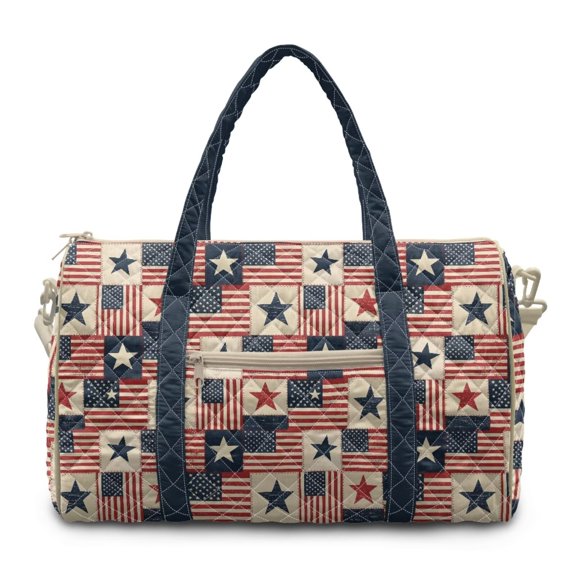 Chririnla American Flag Star Weekender Duffel Bag Travel Tote Bag for Women Men Patriotic Sport Gym Tote Foldable Duffle Overnight Bags