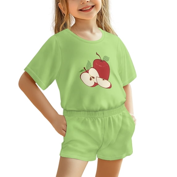 Chririnla Apple Pattern Kids Outfit Compact Durable Short Fiber Jersey ...