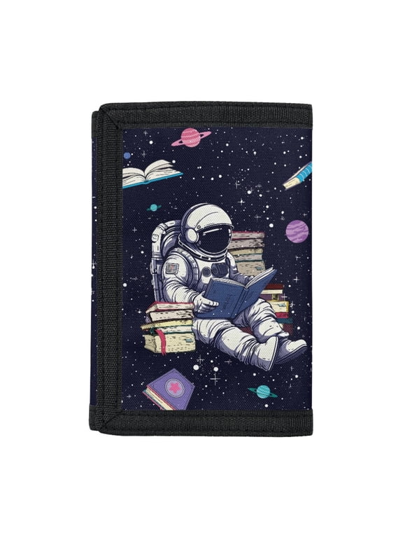 Astronaut Reading Toddler Wallet, Foldable Polyester Little Boys Wallet for Outdoor Sports and Daily Use