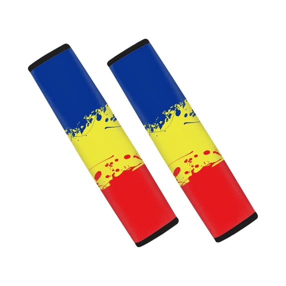 Chririnla Automotive Seat Belt Pads Soft Touch Polyester, Compatible with, Suitable for SUV, Romanian flag print