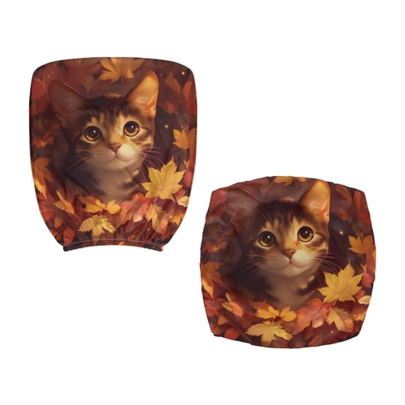 Chririnla Autumn Cat 2 Pack Set Computer Chair Cover for High Back Gaming Chairs, Washable Non Slip Polyester Office Chair Slipcovers