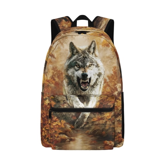 Chririnla Autumn Gray Wolf Backpack Universe Planets Printing School Bags for Kids