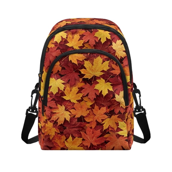 Chririnla Autumn Maple Leaves Sling Bag for Women, Card Slots Small Crossbody Wallet with Zipper for Travel Shopping