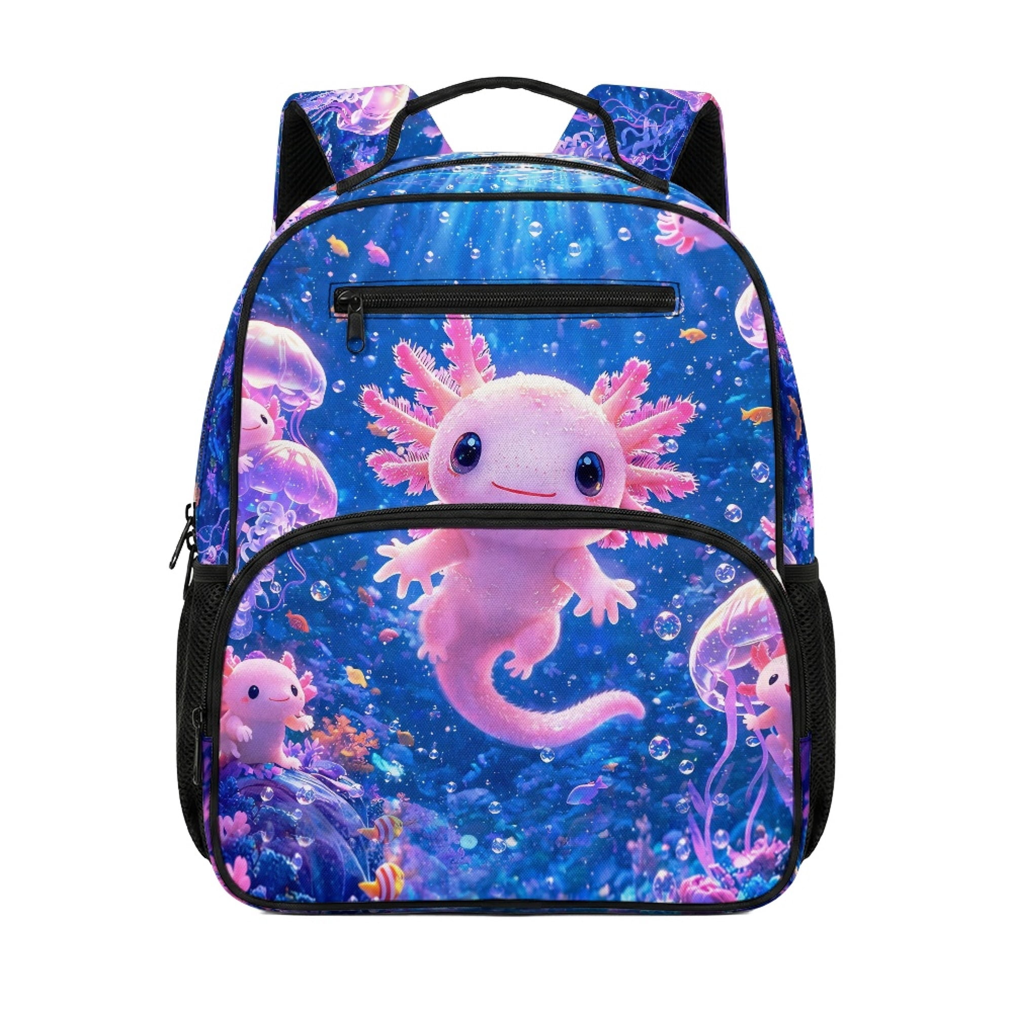 Chririnla Axolotl Underwater Theme Toddler Backpack for Boys, Polyester Fabric Lightweight Preschool Toddler Backpack for Travel Kindergarten