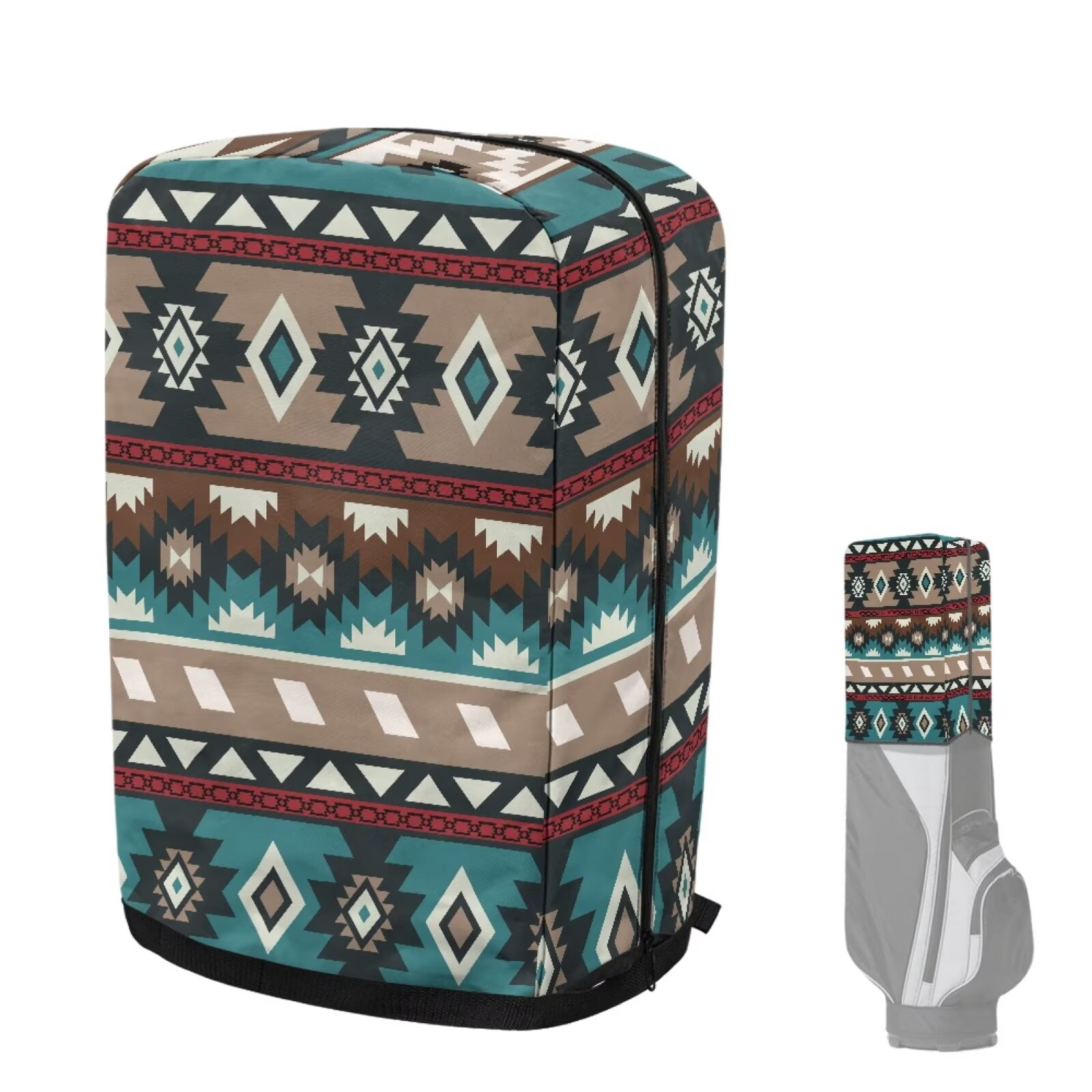 Chririnla Aztec African Tribal Golf Bag Rain Cover Dust & Sun Protection Umbrella for Clubs with Snap Button Universal Fit for Most Club Bags, Stand Bags, Cart Bags & Tour Bags