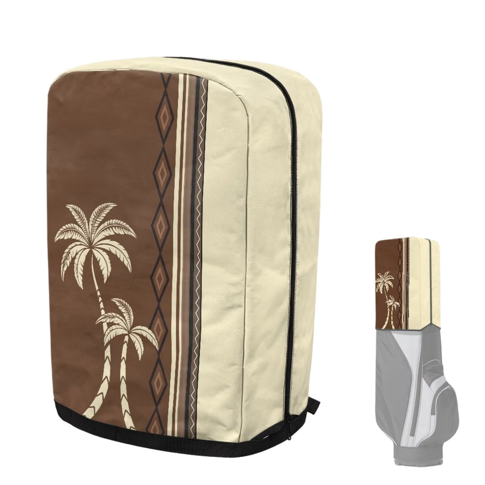 Chririnla Aztec Tribal Palm Portable Golf Bag Dust Cover with Snap Button Universal Club Protector for Most Stand Bags, Cart Bags & Tour Bags