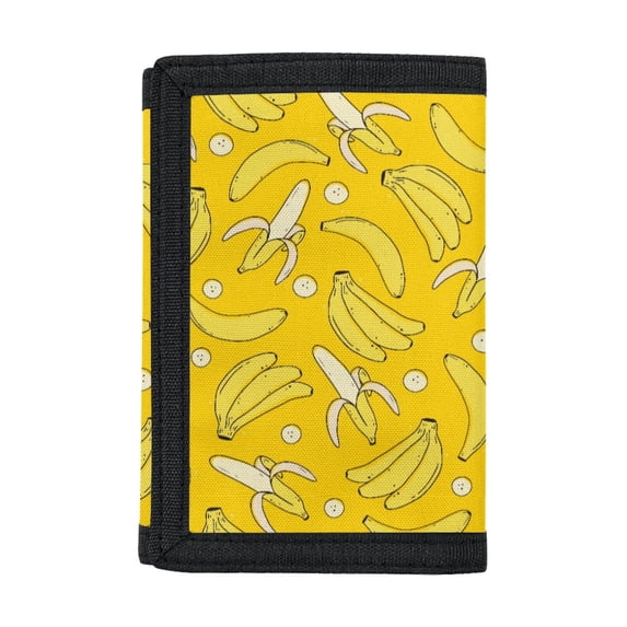 Chririnla Banana Print Lightweight Kids Trifold Wallet, Polyester Trifold Card Wallet Thin Boys Trifold Wallet for Daily Use Sports