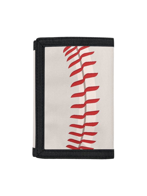 Baseball Stitch Pattern Compact Trifold Card Wallet, Elastic Polyester Children's Wallet Lightweight Toddler Wallet for Outdoor School
