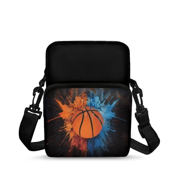 Chririnla Basketball Splash Cross Body Bags Crossbody Wallet for Travel, Elastic Polyester with Compartments Coin Purse