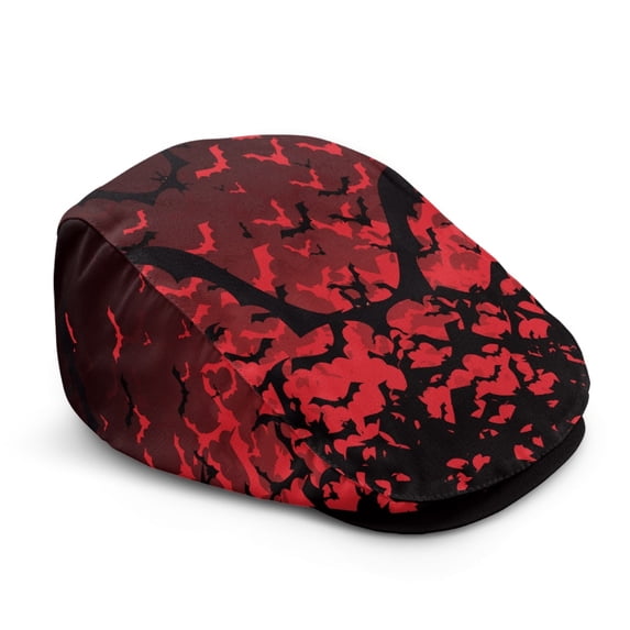 Chririnla Bat Pattern Newsboy Hat, Retro Vintage Flat Cap Adjustable Strap Beret Hat for Holiday Driving