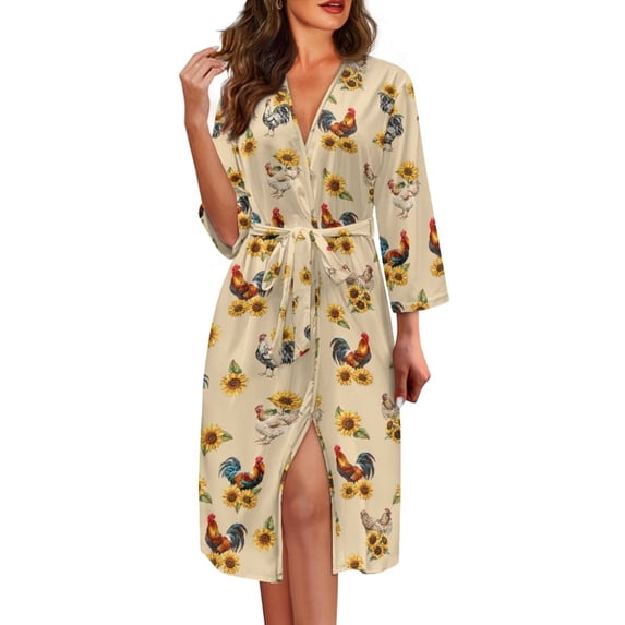 Chririnla Bathrobes for Women Skin Friendly Sleepwear V Neck Long ...