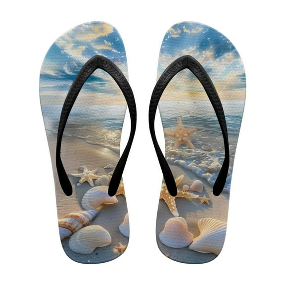 Chririnla Beach Shells Flip-Flops for Women Cushion Yoga Mat Footbed Anti-slip Bathroom Thong Sandals