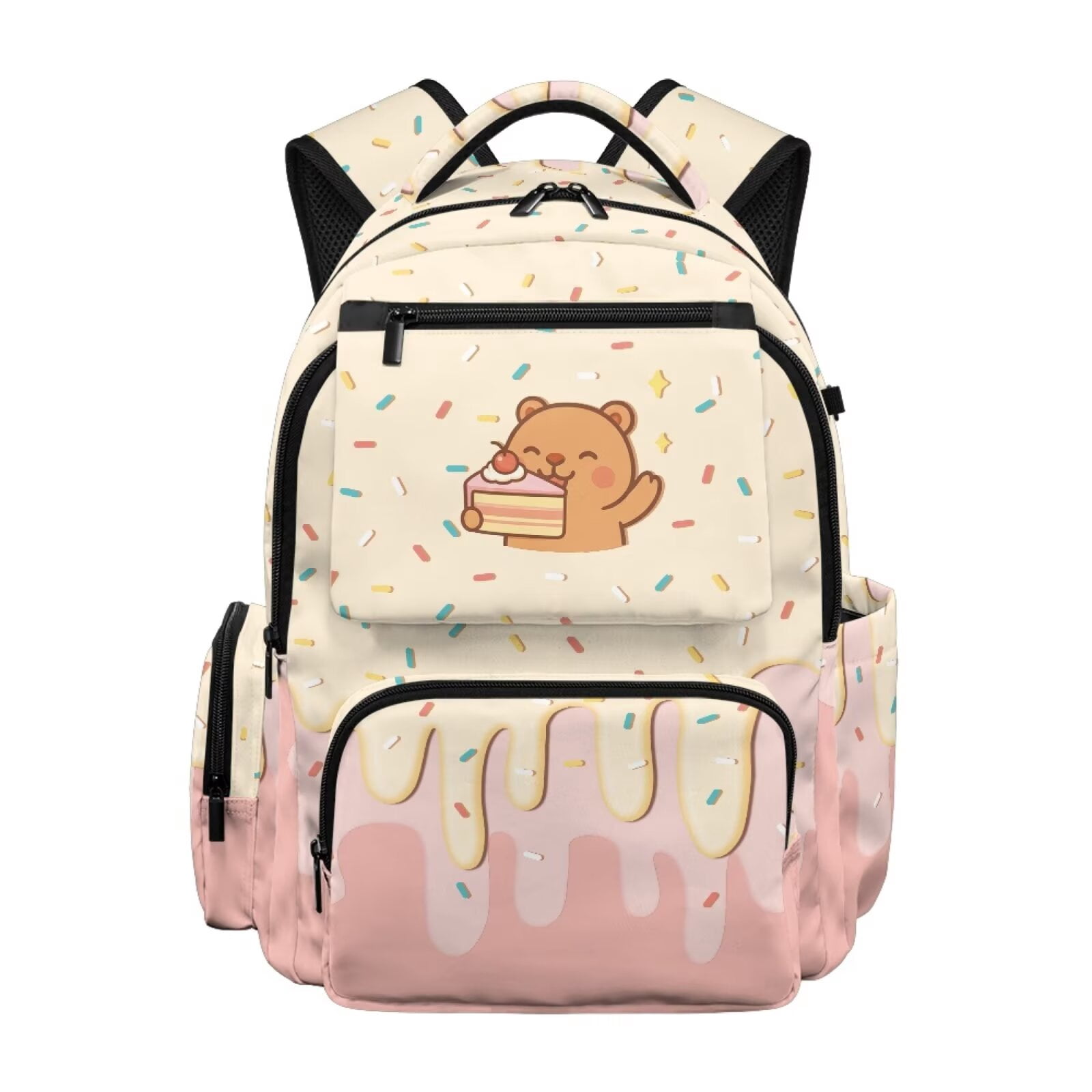 Chririnla Bear Ice Cream Print Backpack for Kids Large Capacity Casual ...
