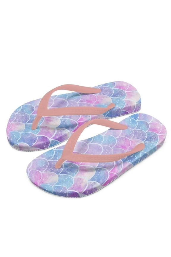 Beauty Fish Mermaid Print Flip Flops Girls Sandals Boys Unisex Summer Beach Non Slip Little/Big Kid Outdoor & Intdoor Size 10