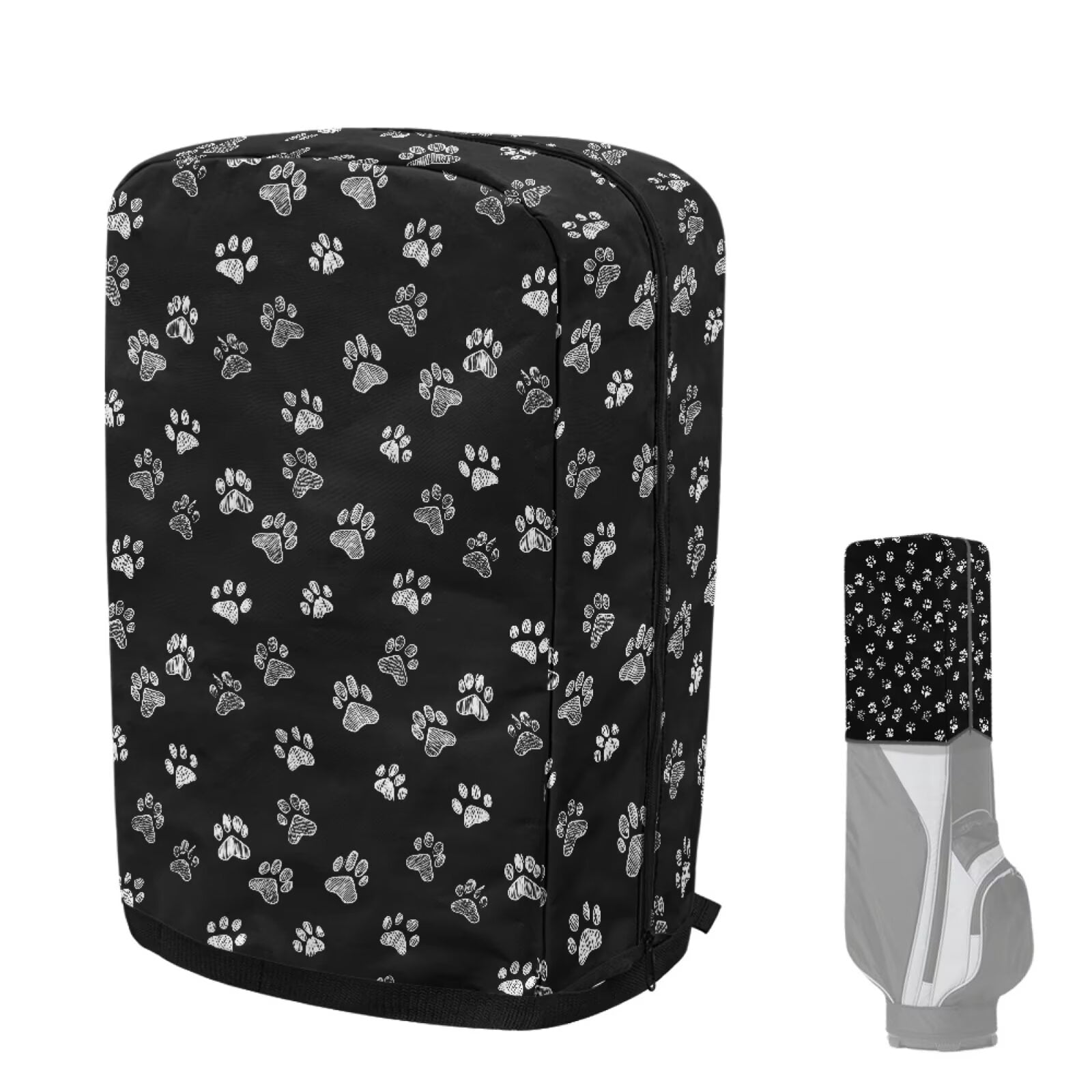 Chririnla Black Dog Paw Golf Bag Cover Hood Waterproof with Snap Button, Dust & Sun Protection for Clubs Universal Fit for Most Stand Bags, Cart Bags & Tour Bags