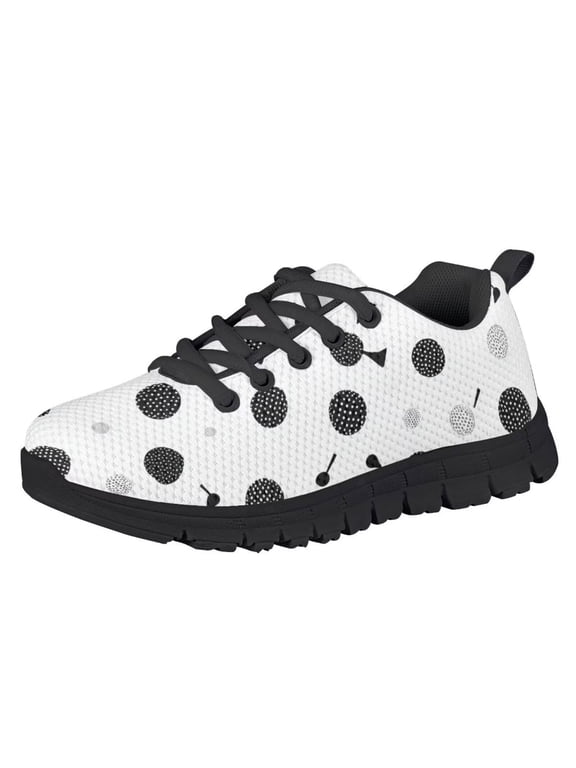 Black Golf Ball Shoes Big Kid Mesh Sneaker Adjustable Strap Slip on Athletic Running Walking Shoe Boys Girls Lightweight Slip on Trainer 11.5
