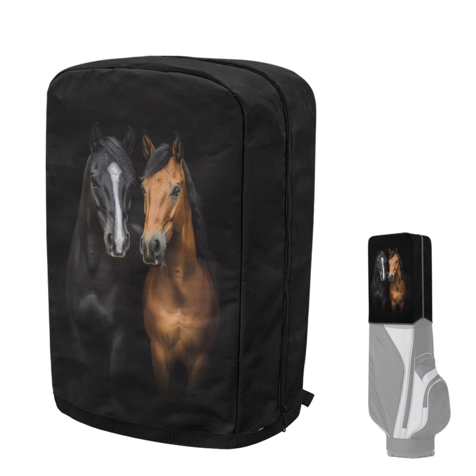 Chririnla Black Horse Portable Golf Bag Dust Cover for Stand Bags & Cart Bags Protect Your Clubs from Dust & Sun Universal Fit for Men Women Golfers