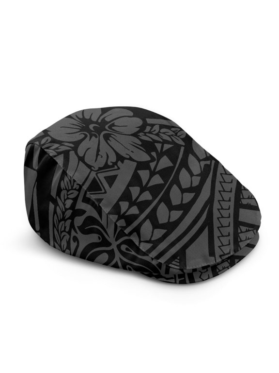 Black Polynesian Samoa Floral Newsboy Cap for Men Flat Cap Summer Golf Fishing Irish Hat for Casual
