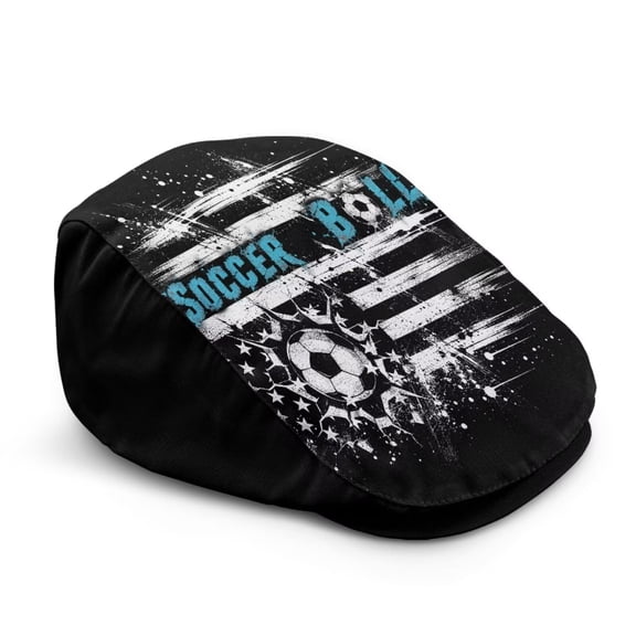 Chririnla Black Soccer Newsboy Cap Men's Lightweight Summer Flat Cap Sports Fans Caps for Driving & Outdoor Style