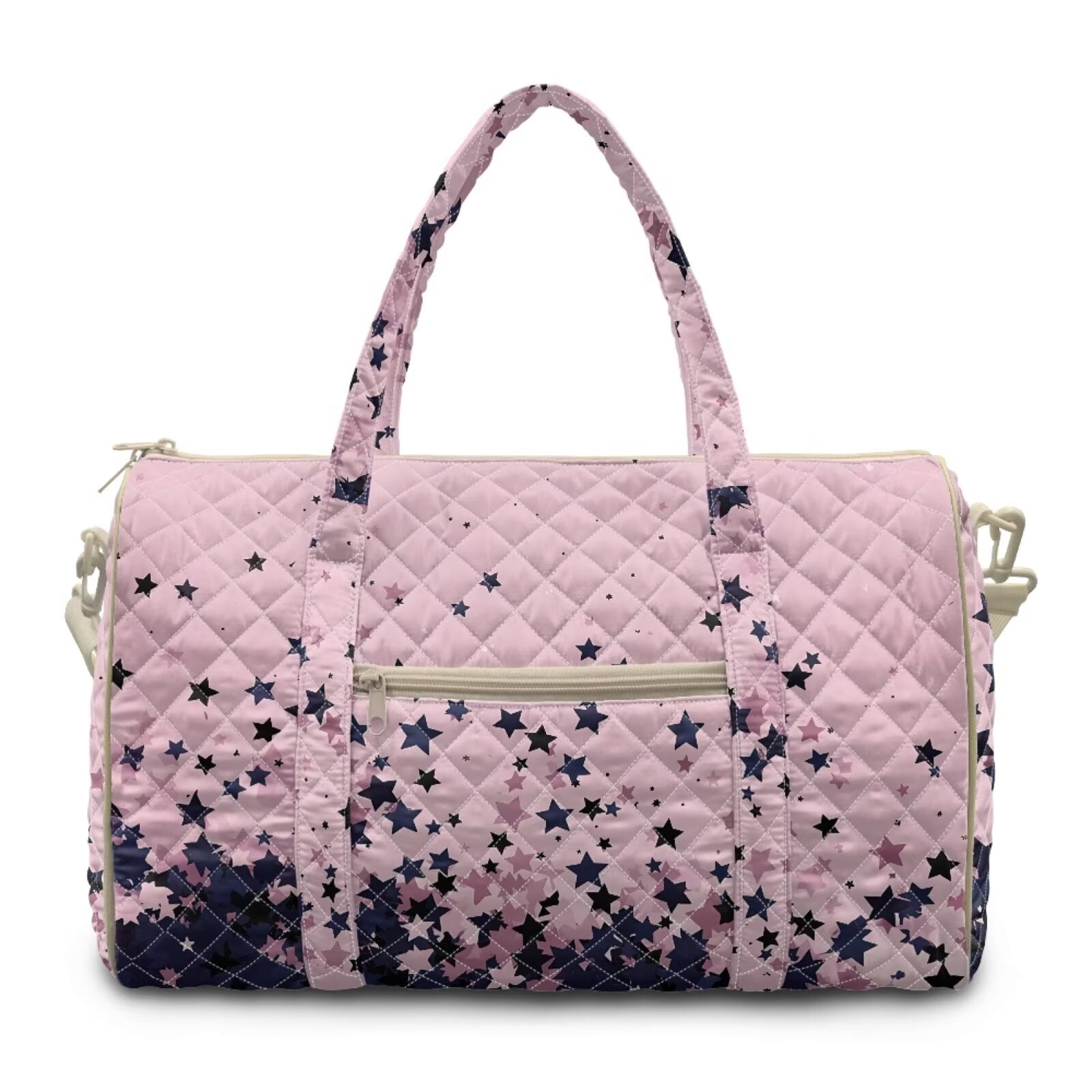 Chririnla Black Star on Pink Print Large Luggage Bag for Airplanes with Large Capacity & Separate Compartment, Travel Duffel Bags