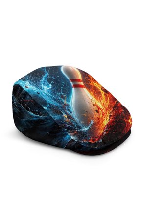 Blue Bowling Fire Flat Cap for Men Trendy Hats Lightweight Newsboy Hat for Game Day