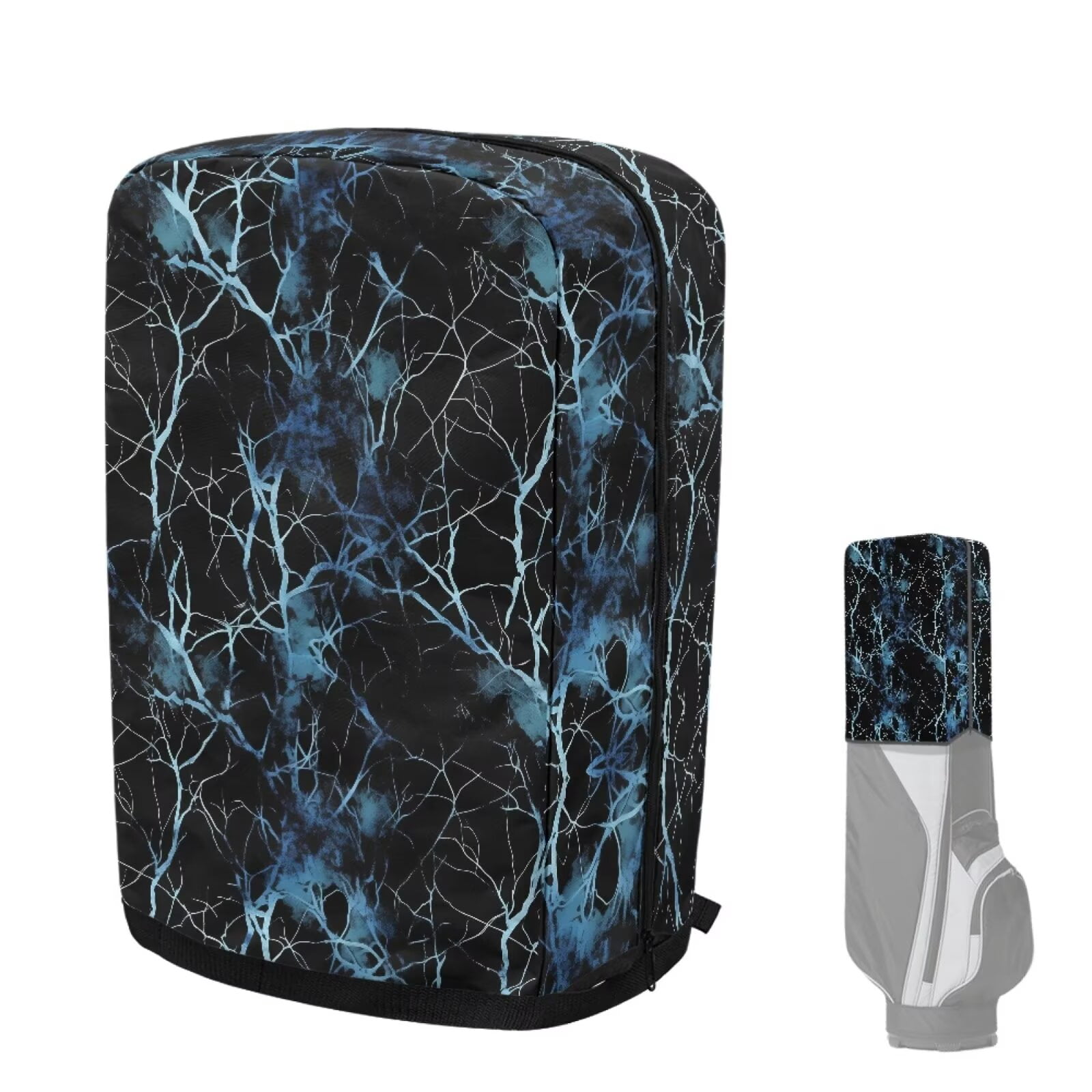 Chririnla Blue Camo Hunting Forest Portable Golf Bag Dust Cover Waterproof Universal Fit for Stand Cart Tour Bags with Snap Button Zipper