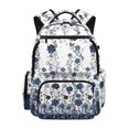 thumbnail image 1 of Chririnla Blue Floral Print Ventilated Padded Soft Shoulder Bookbags with Adjustable Strap Multi-Pocket School Bags, Waterproof 17 Inch Kids Backpack for Sports Elementary, 1 of 10