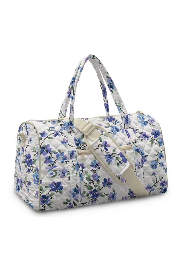 Blue Flower Weekender Bags for Women Quilted Duffel Bag for Travel Lightweight Quilted Quilted Duffle Bag Journey Sport Bag Mother Hospital Tote