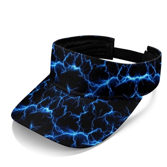 Chririnla Blue Lightning Bolt Print Sports Visor Cap, Empty Top Design Sun Visor Polyester Fabric UV Protection Lightweight Sun Visor Cap for Outdoor Running Walking Tennis