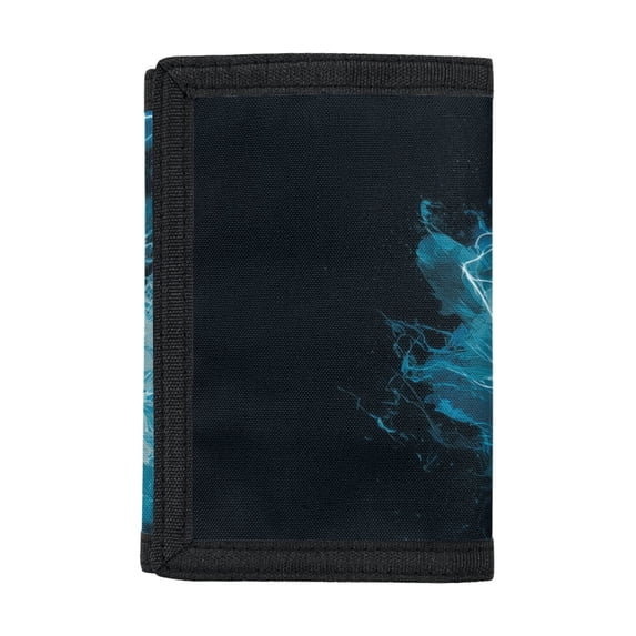 Chririnla Blue Lightning Trifold Card Wallet, Polyester Toddler Trifold Money Organizer for Outdoor Sports and Daily Use