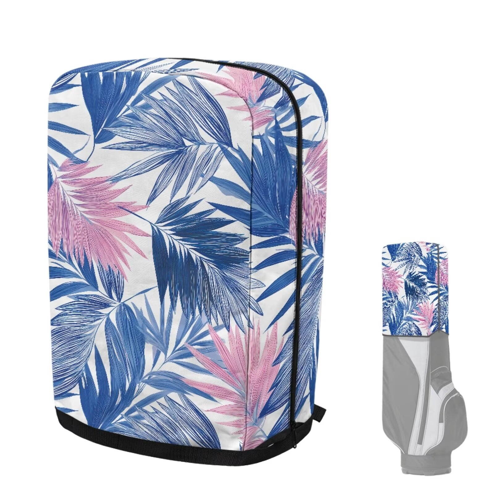 Chririnla Blue Monstera Portable Golf Bag Dust Cover with Snap Button Universal Club Protector for Most Stand Bags, Cart Bags & Tour Bags