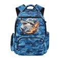 thumbnail image 1 of Chririnla Blue Sharks Camo Waterproof Cartoon School Bag for Daily Commute Daily Use, Soft Padded Pockets 600D Polyester Backpack, 1 of 9