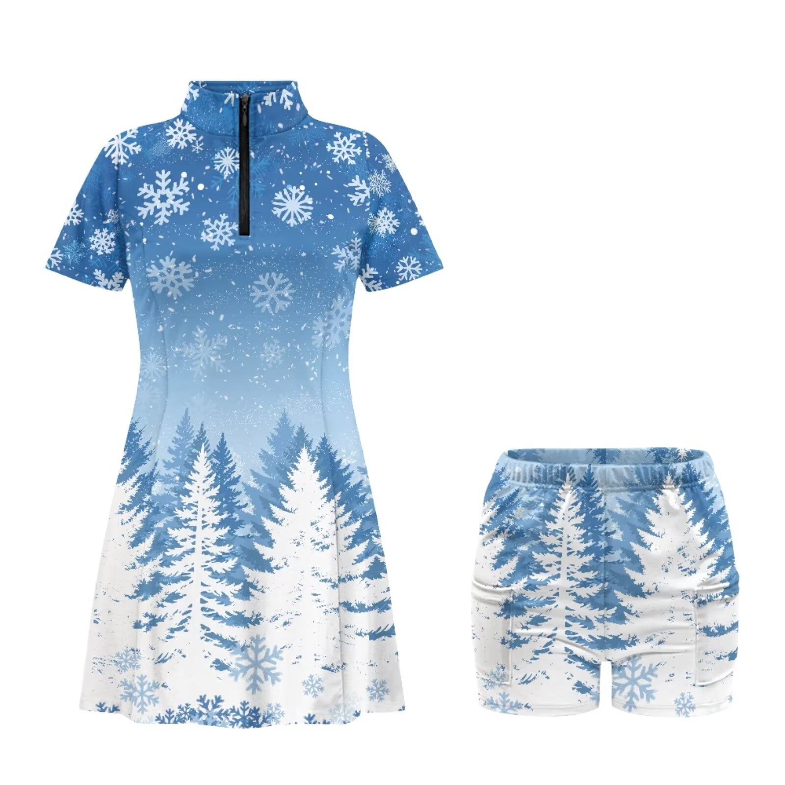 blue snowflake dress women Chririnla Tree Tennis with Shorts Golf Athletic Workout Dress for Women with Collar Quick Dry Sports Dresses Christmas Outfit for Sport,XS-2XL There are 5 sizes high-neck dress Black/blue or white/gold? Dress Silk Satin Colors:Orange 790