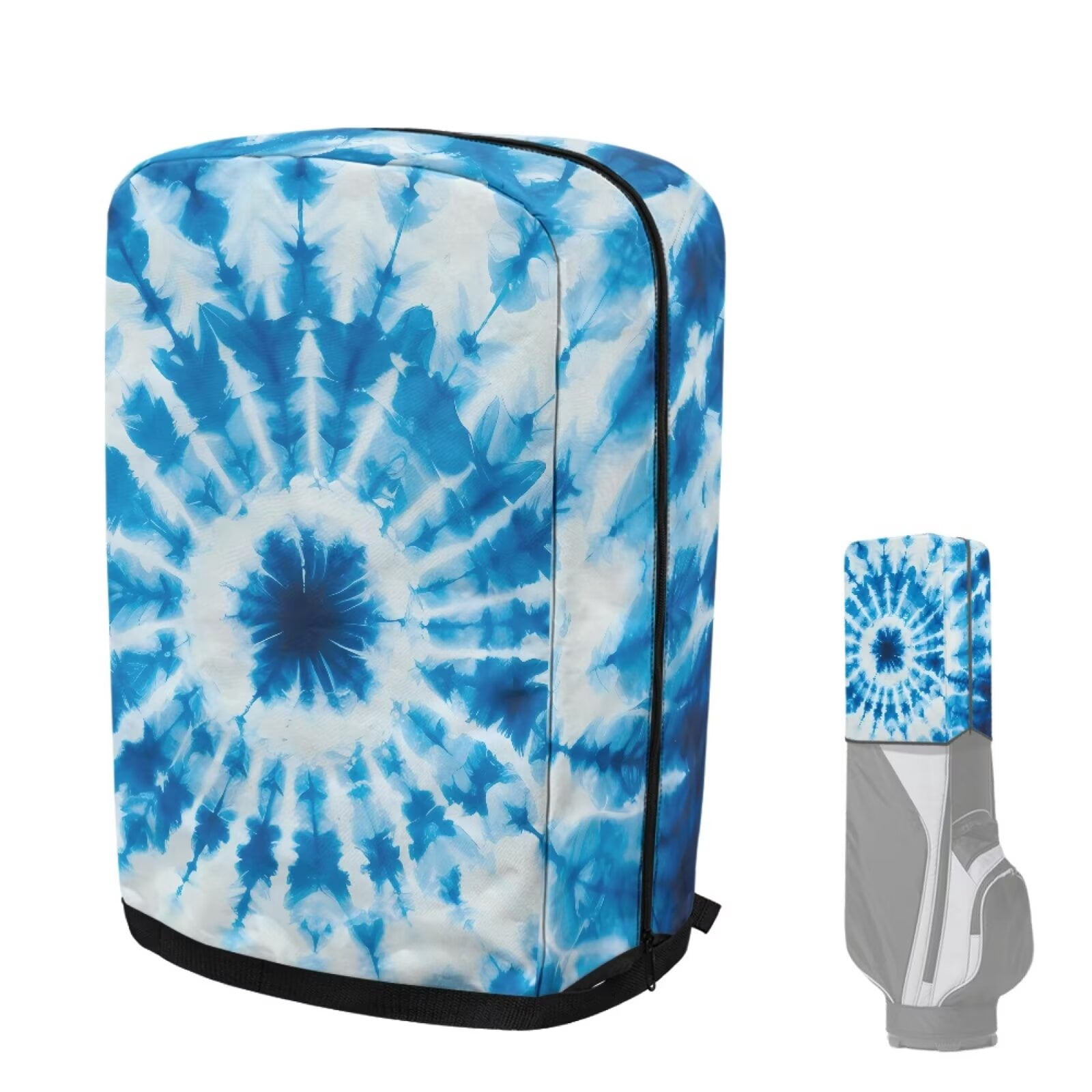 Chririnla Blue Swirl Tie Dye Golf Bag Rain Cover Waterproof Hood with Snap Button Dust & UV Protection Universal Fit for Most Tour Bags, Cart Bags & Stand Bags
