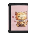 thumbnail image 1 of Chririnla Boba Cat Love Trifold Coin Wallet, Childrens Polyester Purse, Waterproof Slim Organizer for Sports and Outdoor Daily Use, 1 of 7