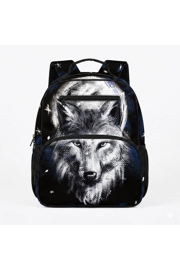 Bold Kids Preschool Backpack with Watercolor Wolf Moon - Durable Lightweight Pack for Daily School Outdoor Trips
