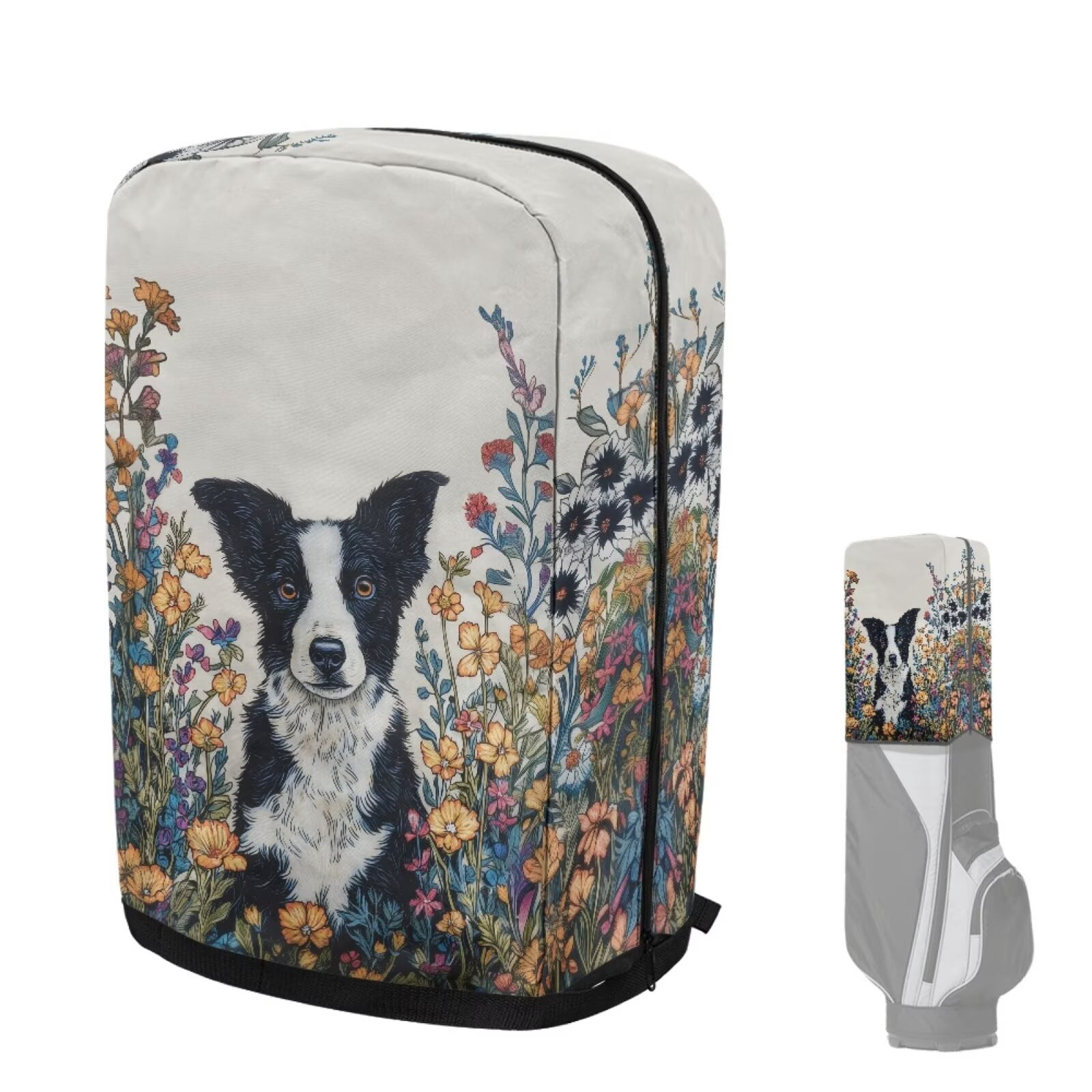 Chririnla Border Collie Golf Bag Rain Cover for Stand Bags & Cart Bags Protect Your Clubs from Dust & Sun Universal Fit for Men Women Golfers