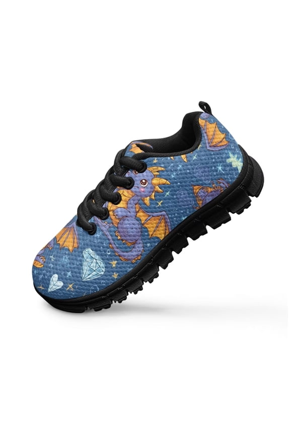 Boys Dragon Sneakers Size 1 Kids Cool Shoes Breathable Mesh Slip on Tennis Running Shoes Lightweight School Grade Sneakers